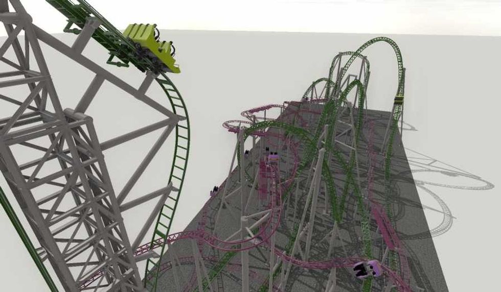 ride ent spinning coaster and euro-fighter drop