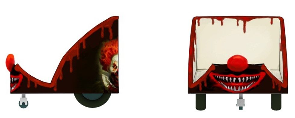 ride vehicles for grusel clown horror ride prater theme park