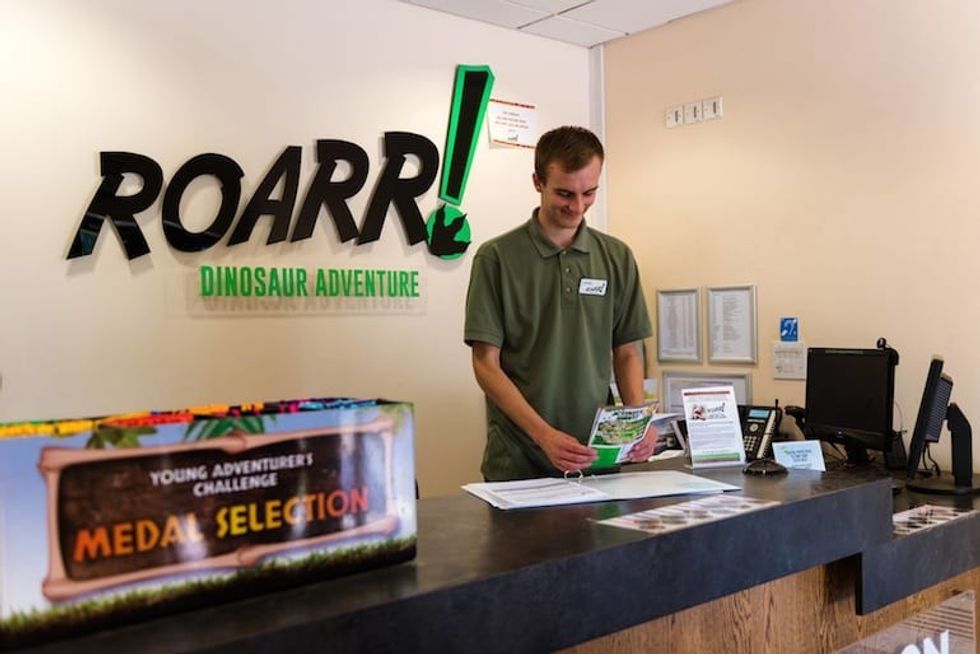 ROARR dinosaur adventure entrance desk
