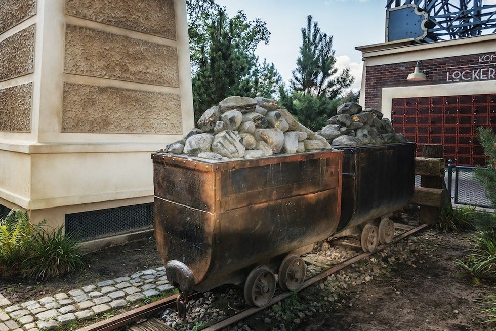 Rocks with funny gold in two lorries near the Baron attraction lockers in the Efteling theme park