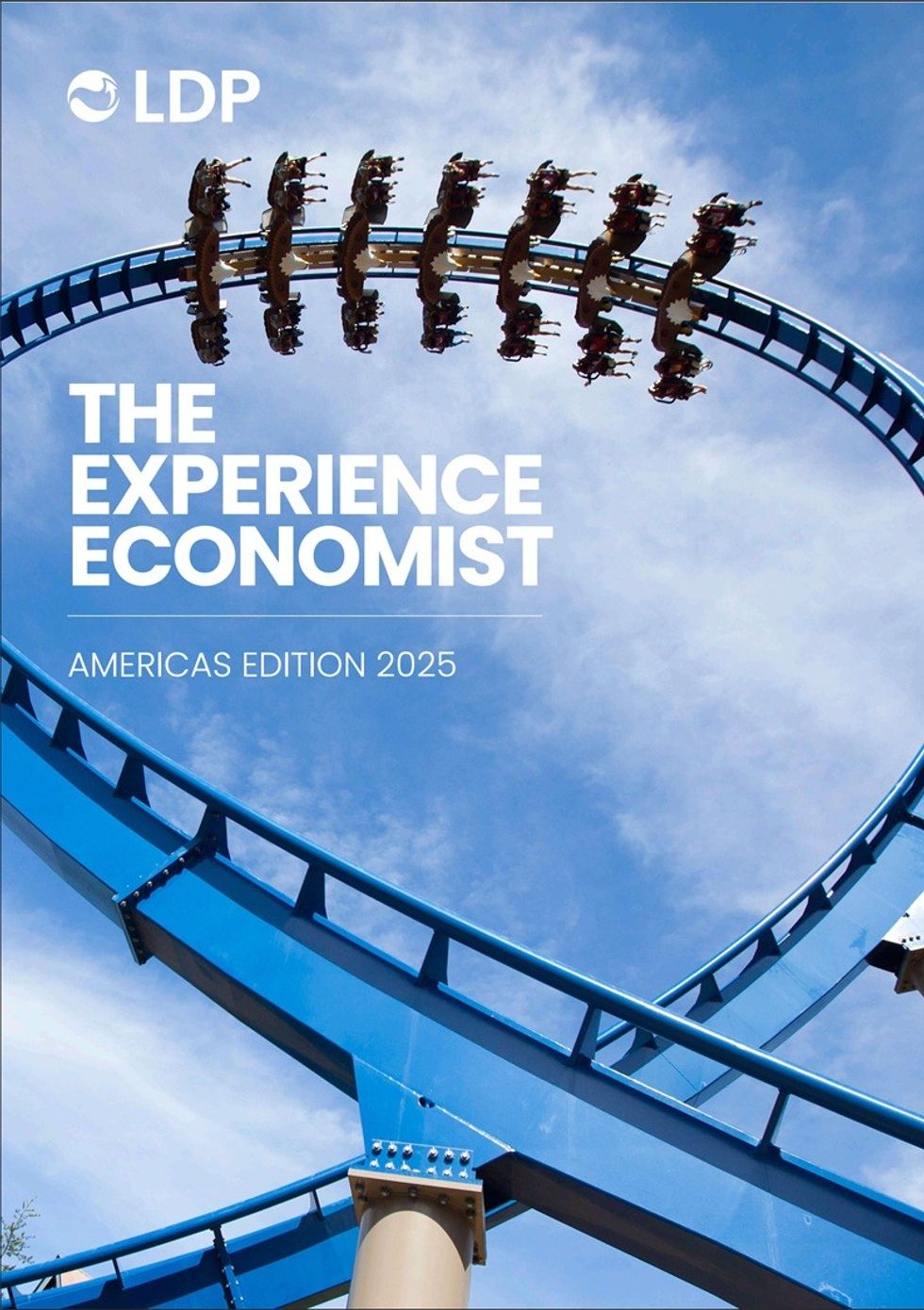 Roller coaster loop with riders, text: "The Experience Economist, Americas Edition 2025".