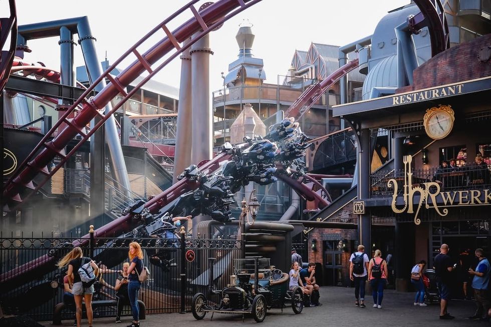 roller coaster riders near public