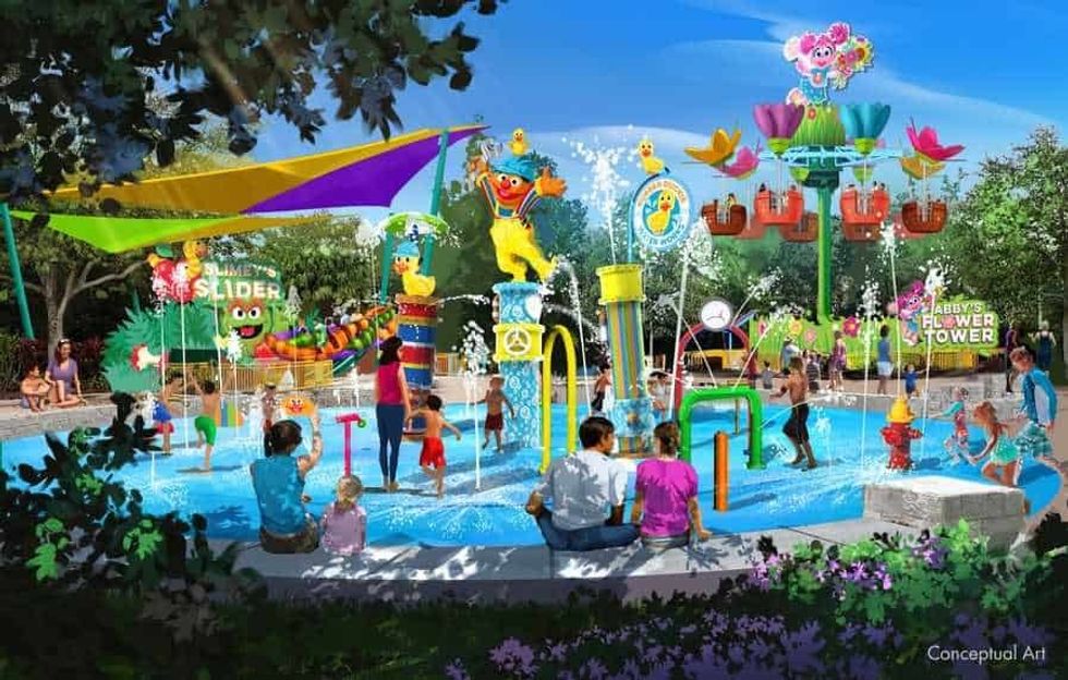 Rubber Ducky Water Works Wet Play Area concept at Sesame Street Land at SeaWorld Orlando