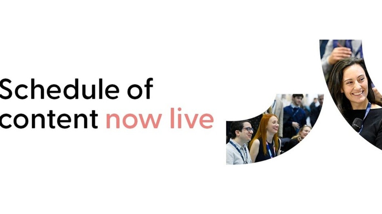 "Schedule of content now live" text with smiling people in curved images.