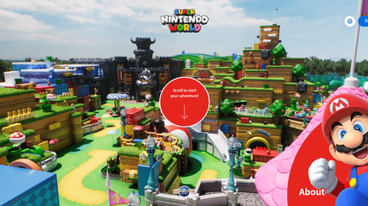 Screenshot of Super Nintendo World website