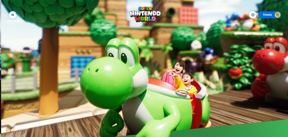 Screenshot of Yoshi's ride vehicle from Super Nintendo World website