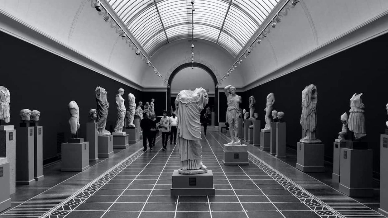sculptures in a museum