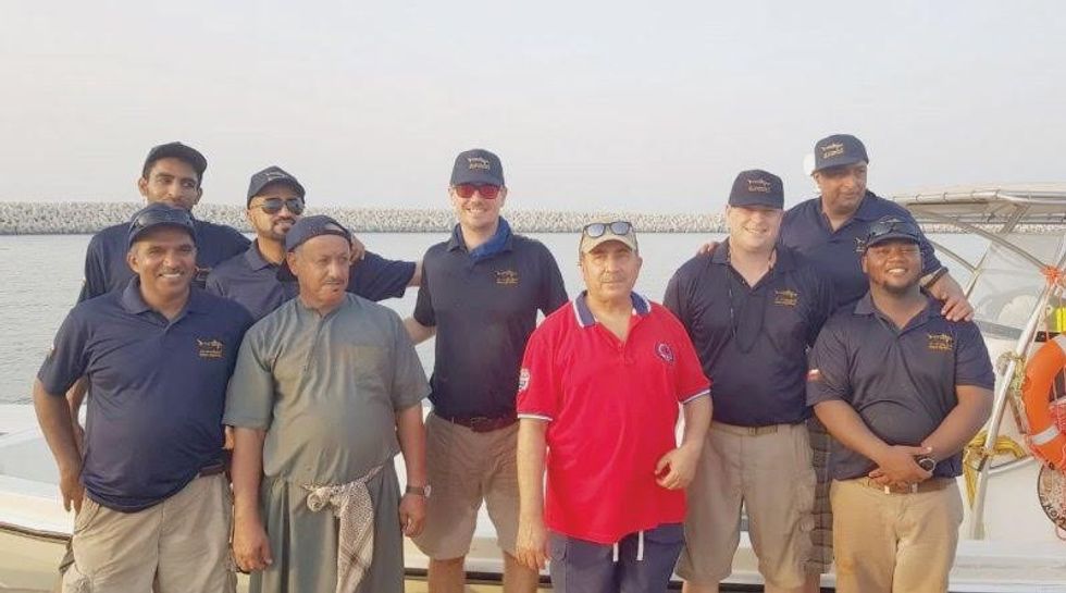 Sheikh Mahmoud Al Jarwani and the oman aquarium team