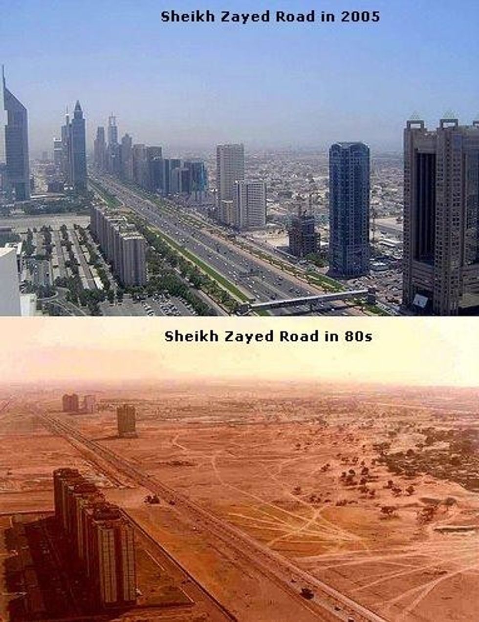 sheikh zayed road dubai in the eighties