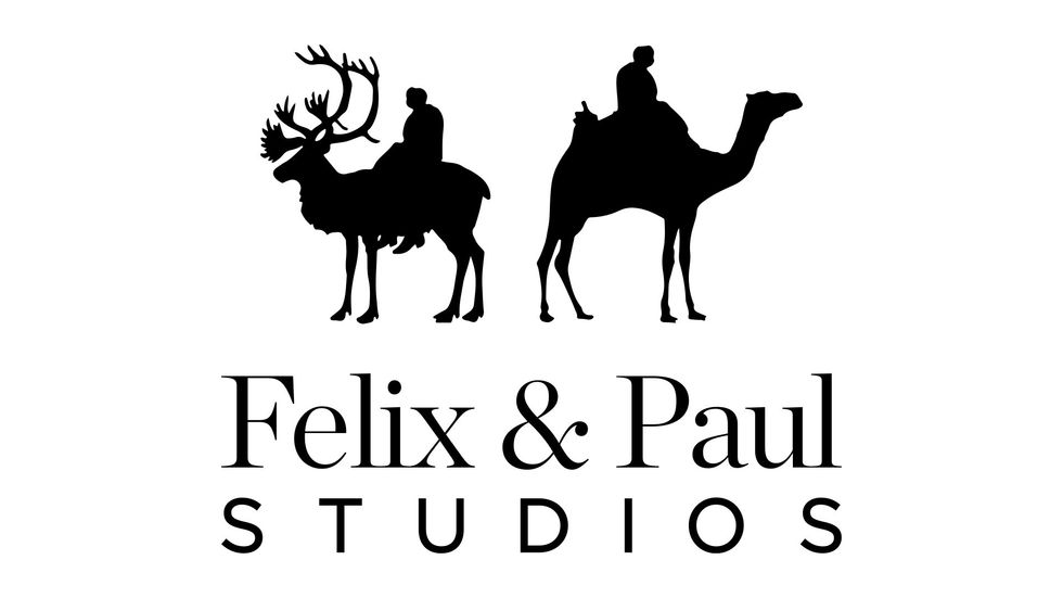 Silhouette of riders on a reindeer and a camel, "Felix & Paul Studios" text below.