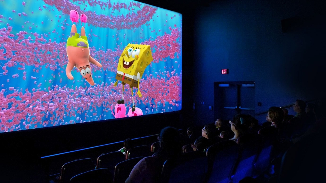 SimEx Iwerks Spongebob squarepants guests in theater