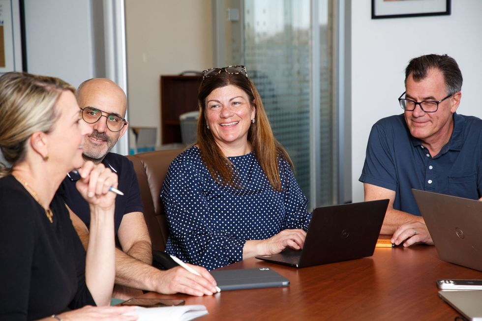 SimEx-Iwerks team including Kate Magnusson, VP Marketing and Partnerships, Howard Brodsky, Director Licensing and Distribution, Emily Reymer, Director Partnerships, Mike Frueh, SVP Licensing and Distribution SimEx Iwerks