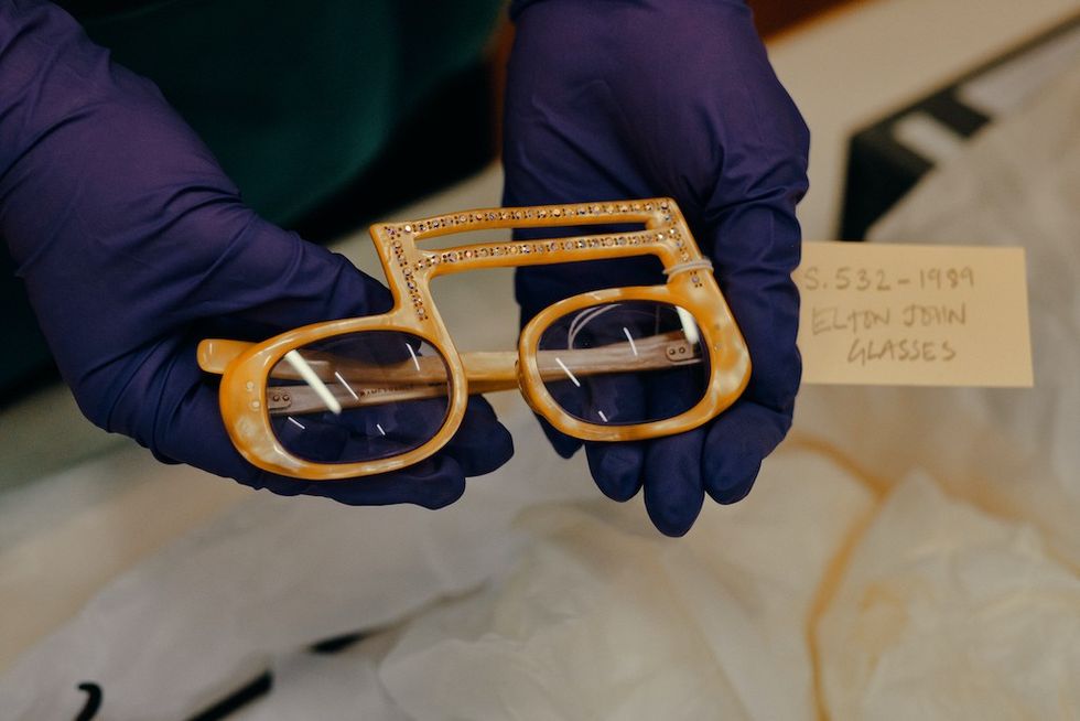 Sir Elton John’s glasses, prepared to move to V&A East Storehouse