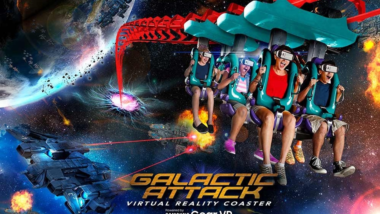 Six Flags Galactic Attack virtual reality roller coaster mixed reality