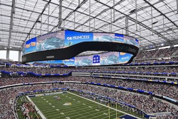 SoFi Stadium with AR experience powered by Snapchat lenses and disguise with 3D content from Meptik