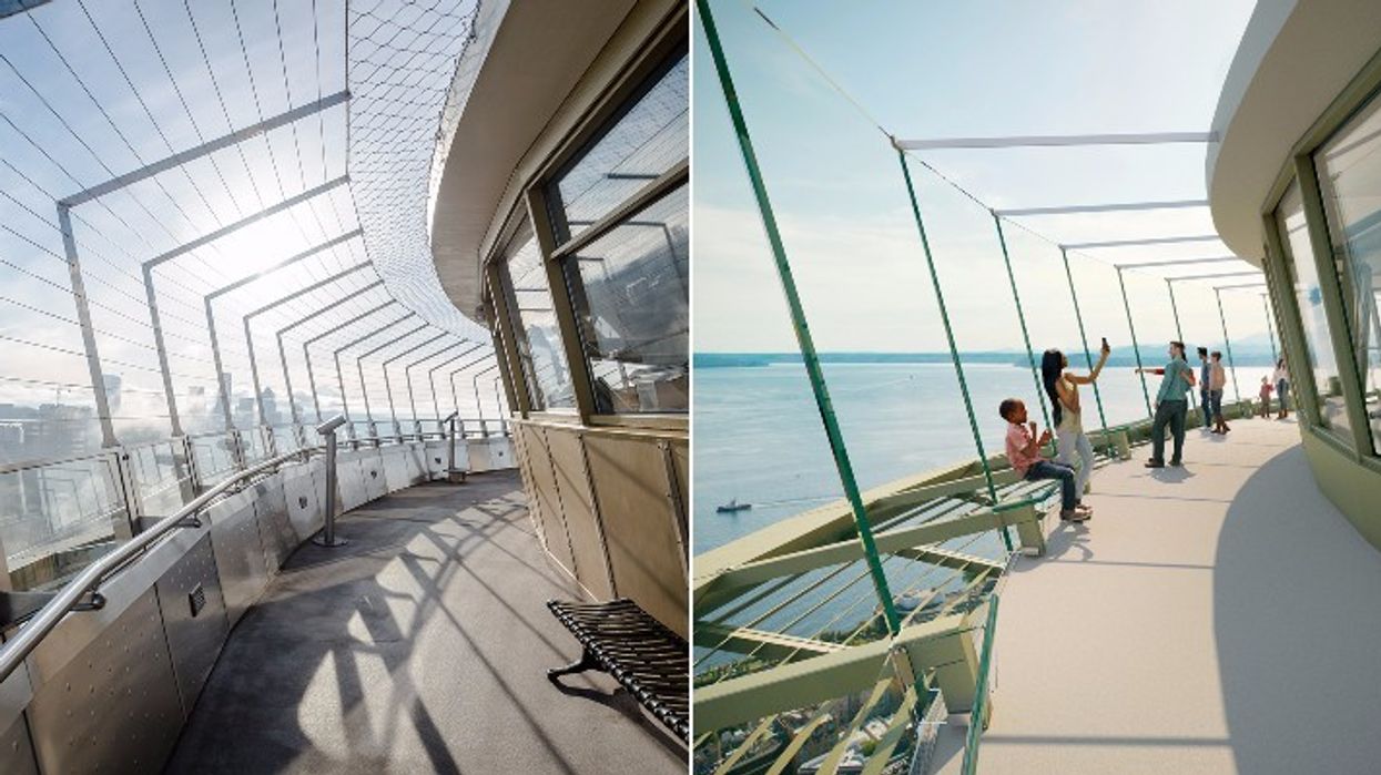 space needle before and after observation deck