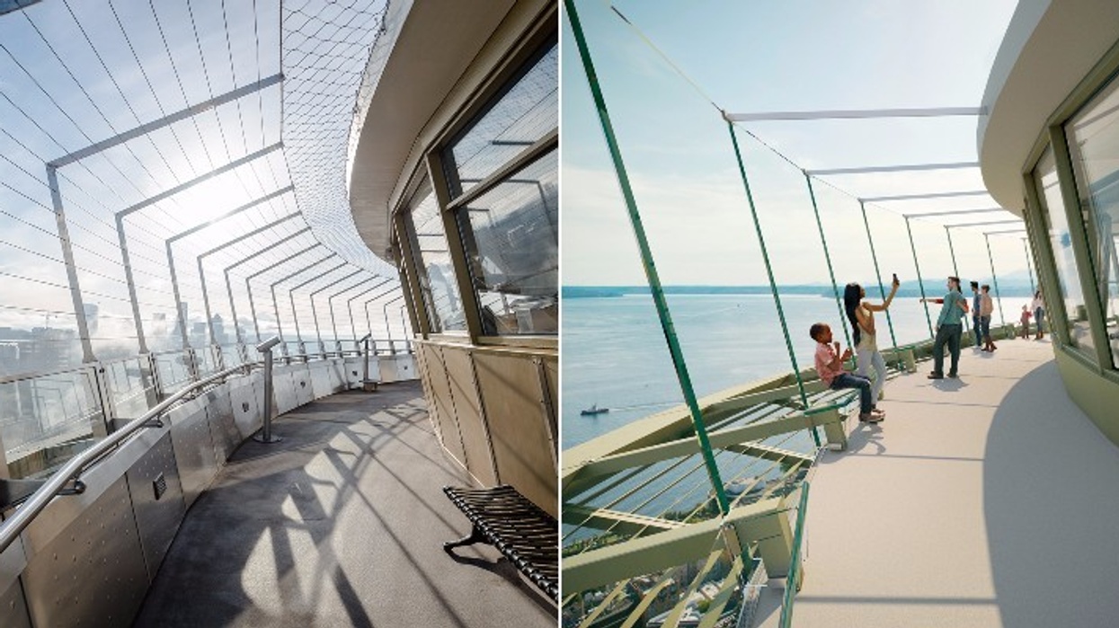 space needle before and after observation deck