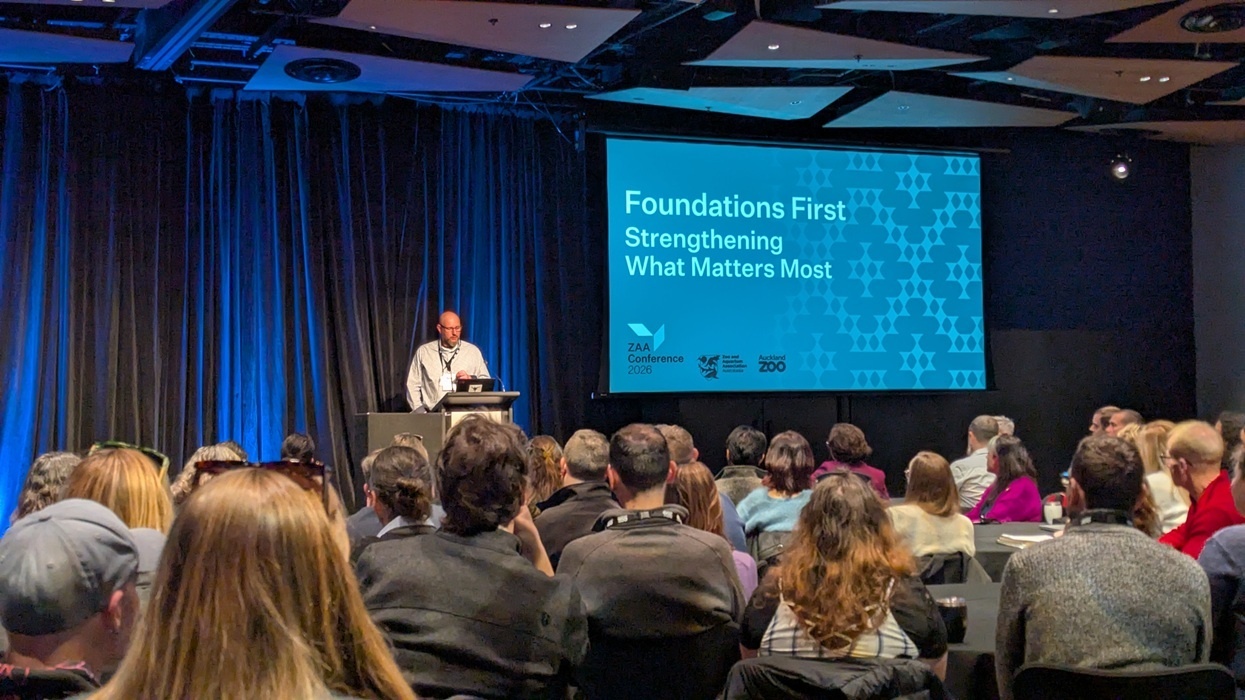 Speaker at the 2026 ZAA conference with slide titled "Foundations First: Strengthening What Matters Most."