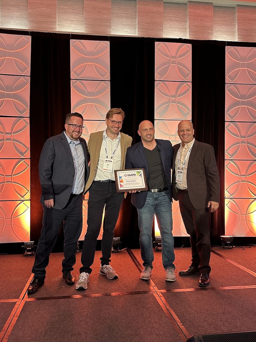 Speaker Troy Sacco with LtoR Sean Bonner Jakob Wahl Michael Shelton from iaapa