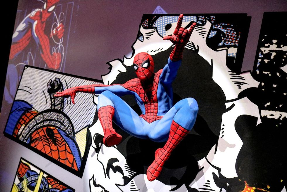 Spider-Man statue at SPIDER-MAN: BEYOND AMAZING – THE EXHIBITION.