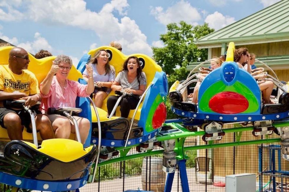 Spinning parrot US roller coasters