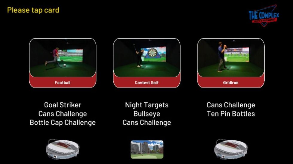 Sports Simulator touch screen buttons