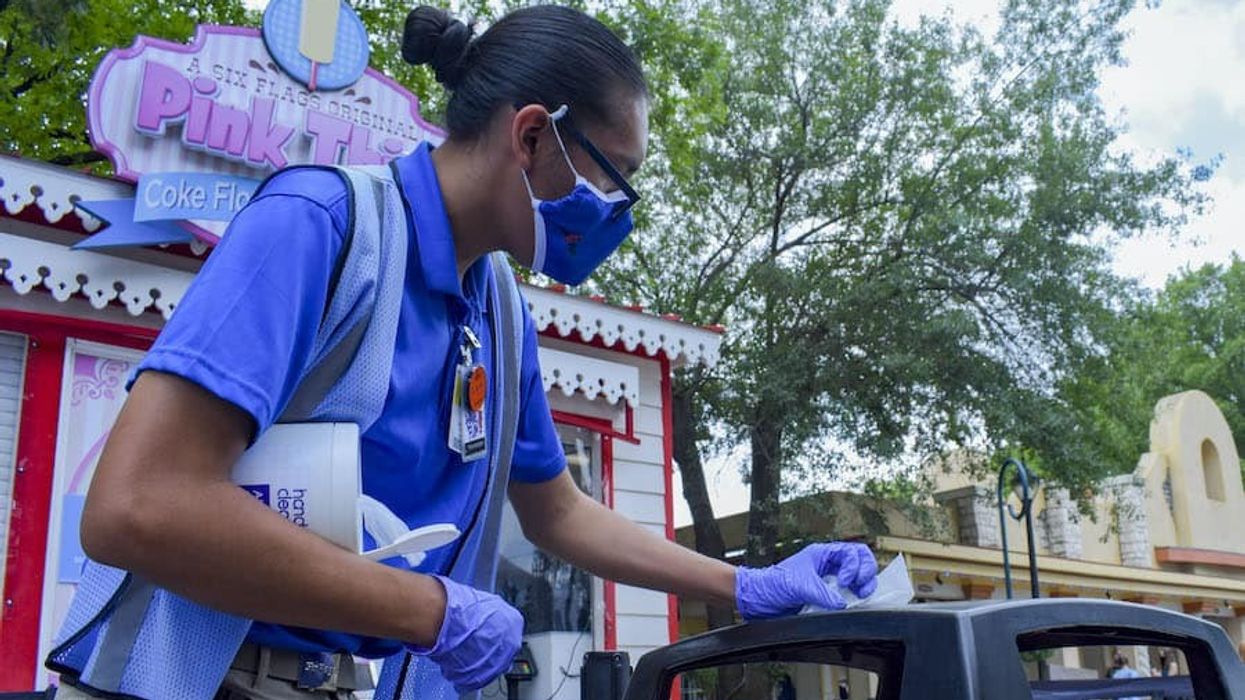 Staff cleaning at Six Flags Over Texas