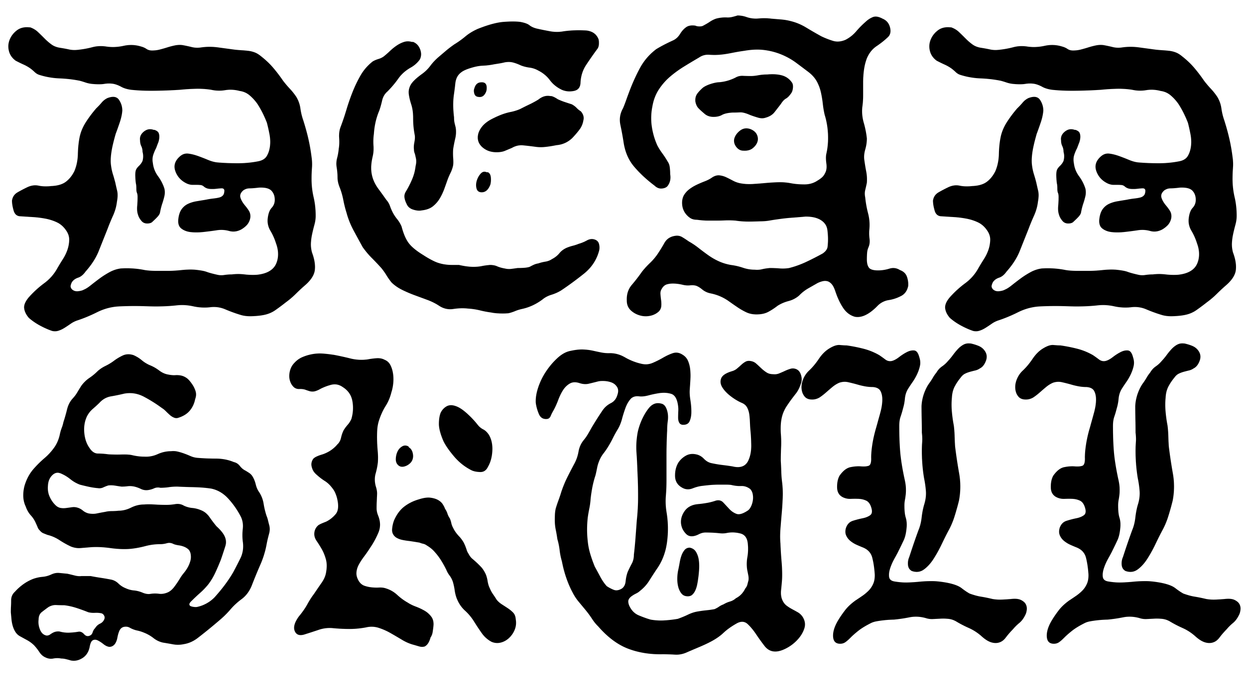 Stylized black font reads "Dead Skull" with abstract, wavy lettering.