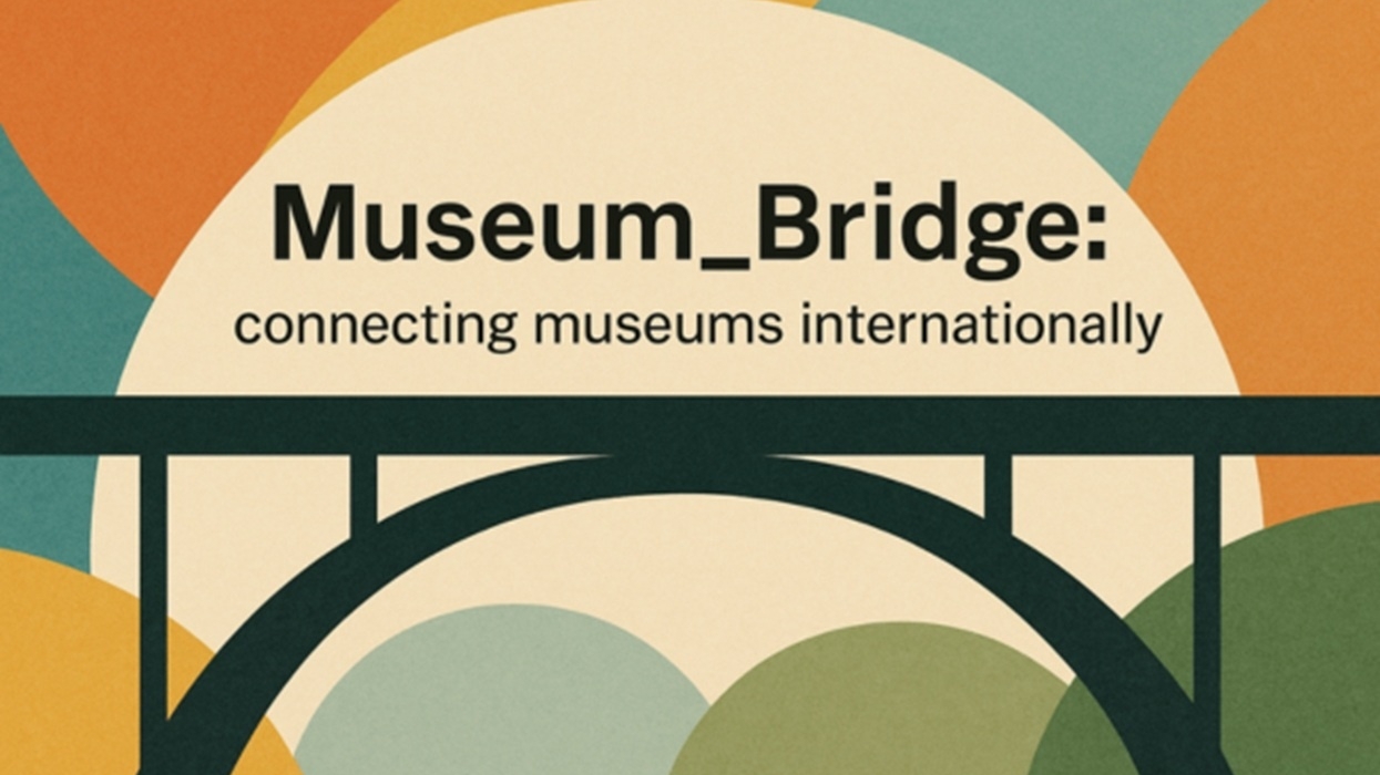 Stylized bridge graphic with "Museum_Bridge: connecting museums internationally" text.