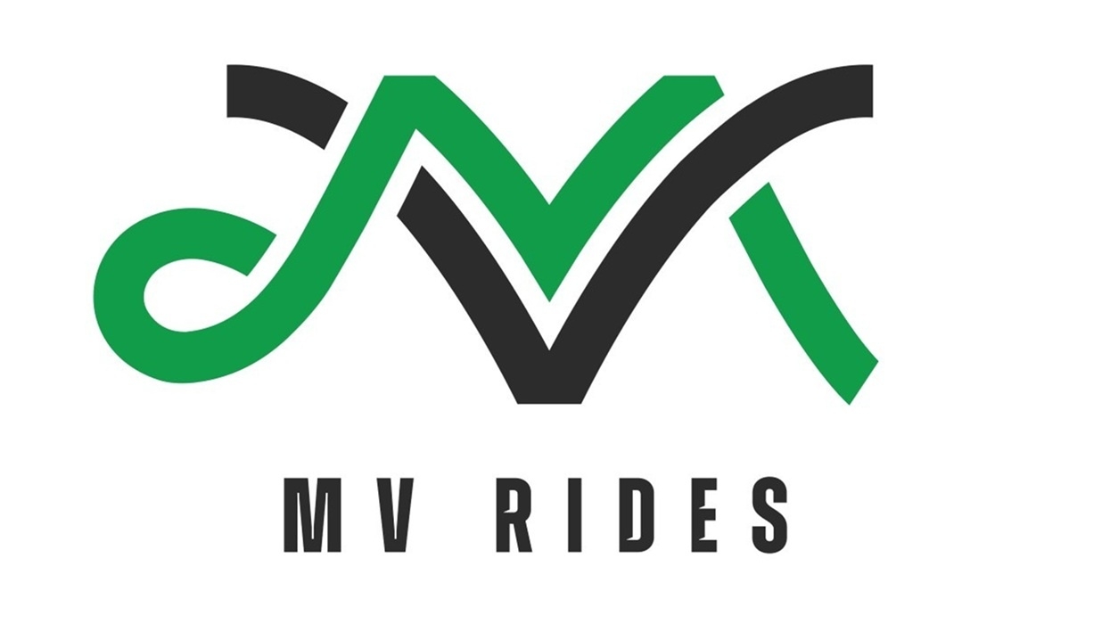 Stylized green and black "MV" logo with text "MV Rides" below.