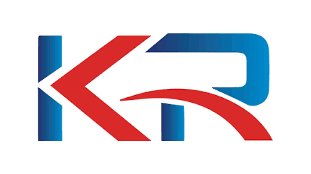 Stylized "KR" logo in red and blue with a dynamic swoosh.