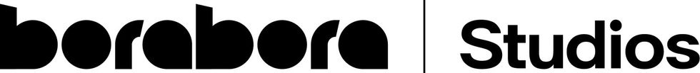 Stylized text logo: "borabora Studios" with a vertical line between words.