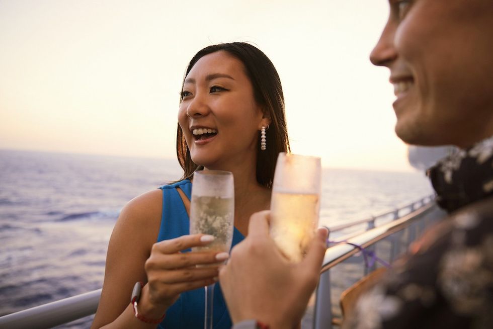 Sunset champagne on Virgin Voyages