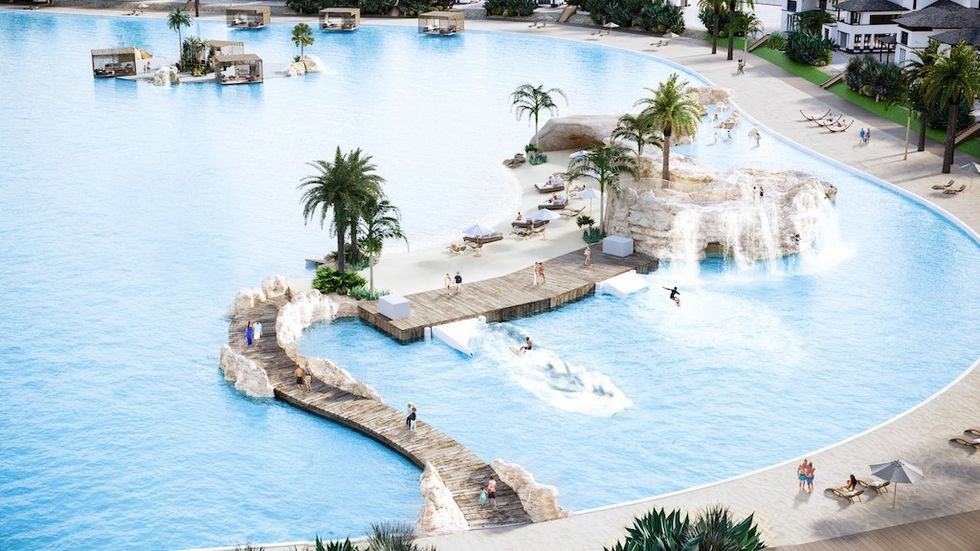 Surfing at Thermal Beach Club