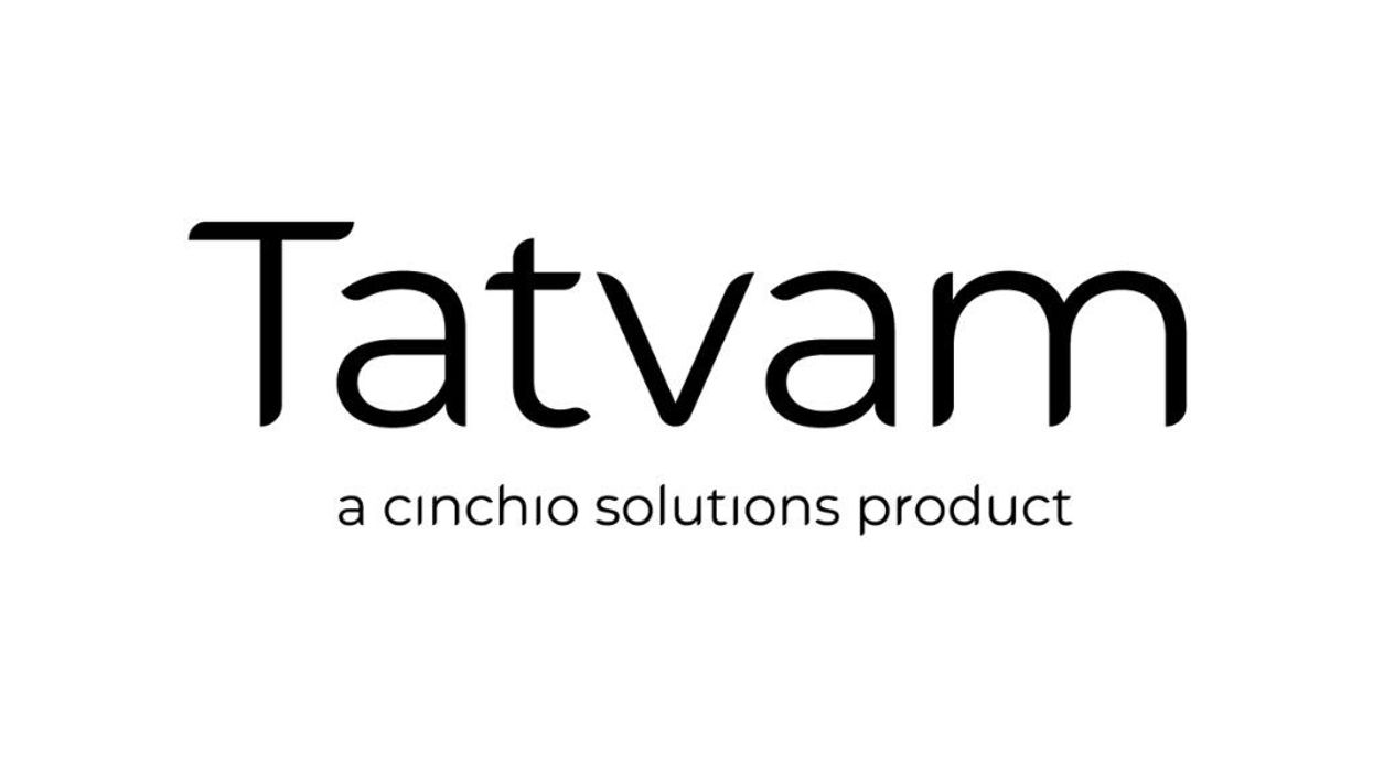 Tatvam logo with text "a cinchio solutions product" below.