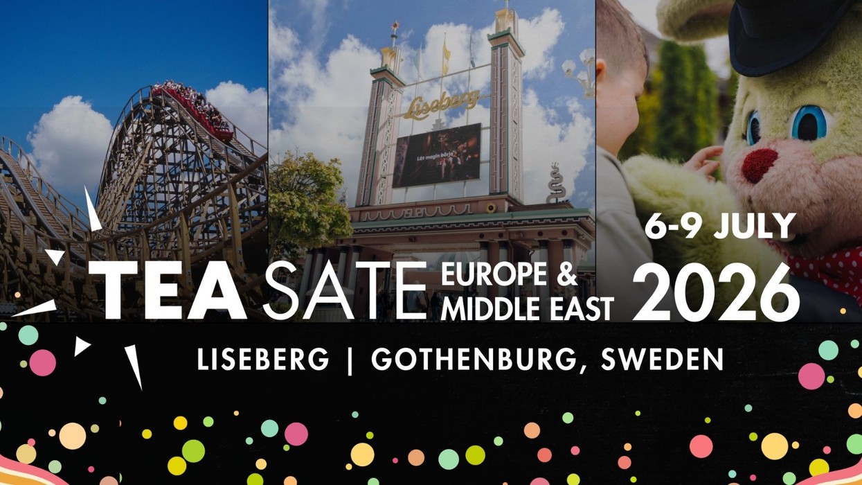 TEA SATE 2026 event at Liseberg, Gothenburg, Sweden, July 6-9, with festive graphics.