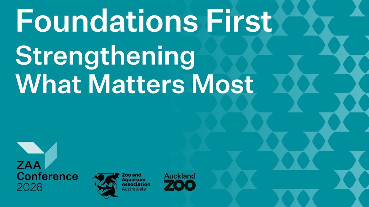 Teal ZAA Conference 2026 poster with abstract pattern and text: "Foundations First. Strengthening what matters most.""