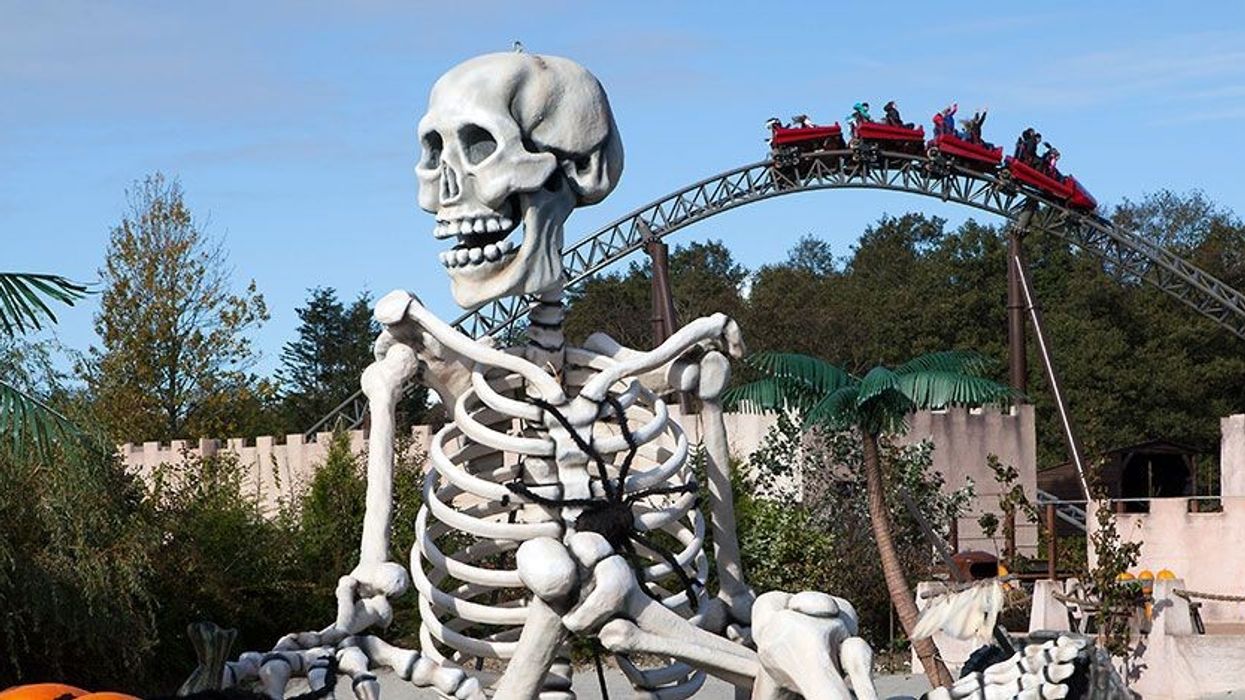 tema design by mk illuminations skeleton with rollercoaster
