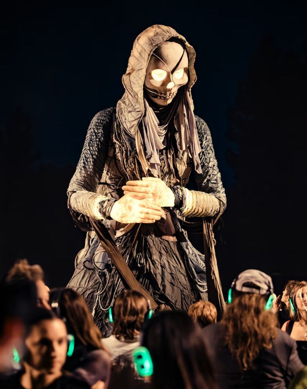 The Cort\u00e8ge: A Festive Funeral for Our Times skeletal puppet