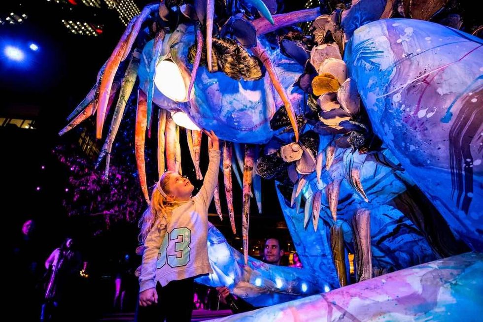 The Liminal Hour giant puppet at vivid sydney 2018 christie widget designer