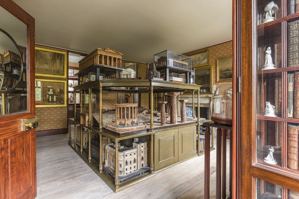 The Model Room at Sir John Soane's Museum - Room filled with architectural model displays and framed artwork on walls.