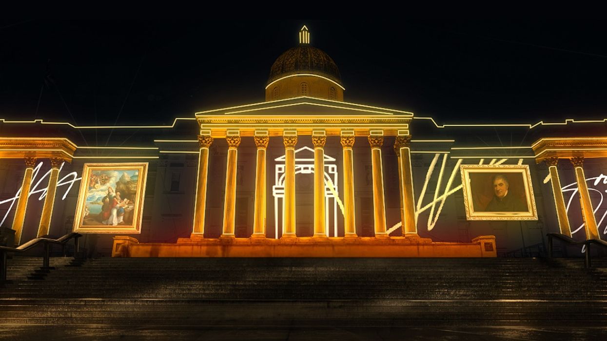 The National Gallery frontage lightshow render Courtesy of Visual Edge Media nVisible Productions