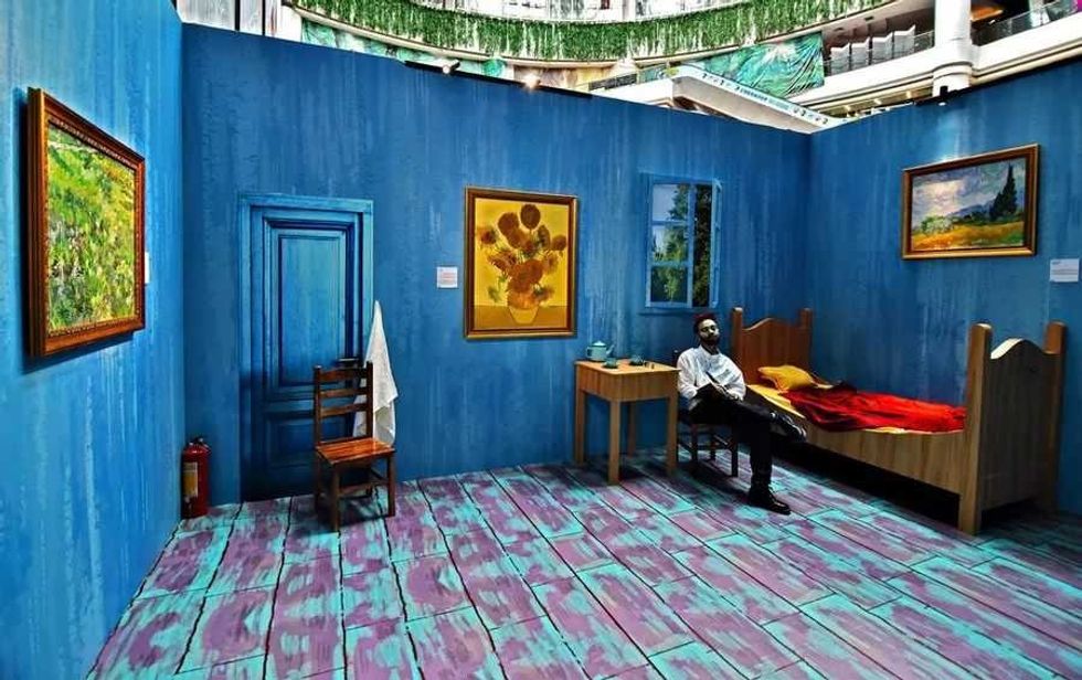 The National Gallery pop up experience in Guangzhou with a replica of Vincent Van Gogh's bedroom