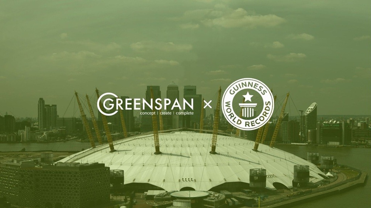 The O2 with Greenspan and Guinness World Records logos overlaid.