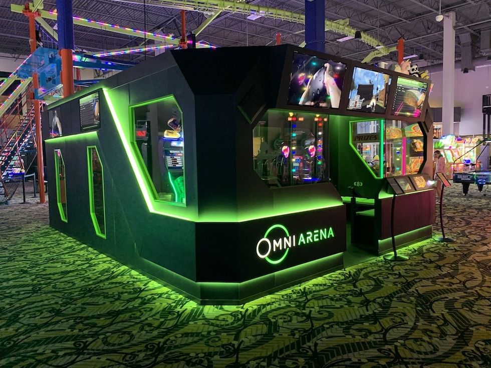 The Omni Arena by Virtuix was on display at Amusement Expo International 2020