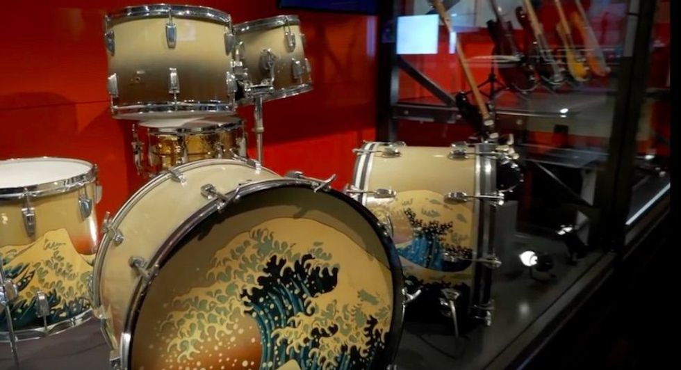 the pink floyd their mortal remains exhition V&A the wall drums