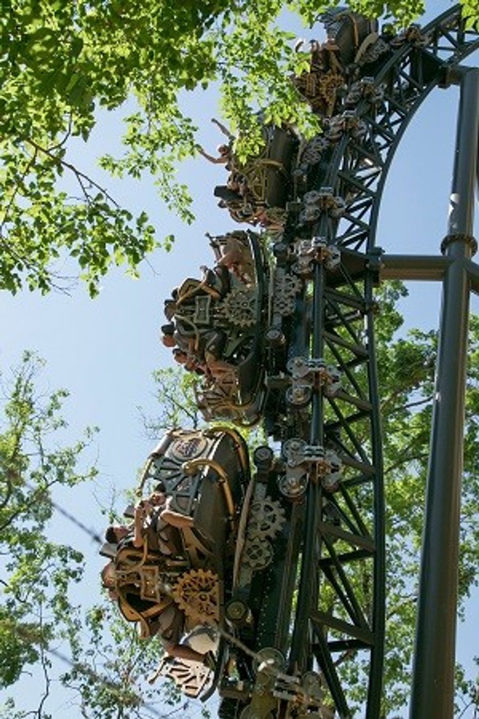 The Time Traveler ride at Silver Dollar City drop view