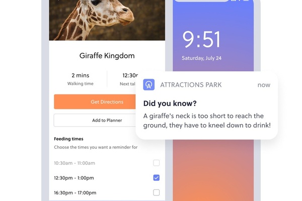 theme park app directions to attraction