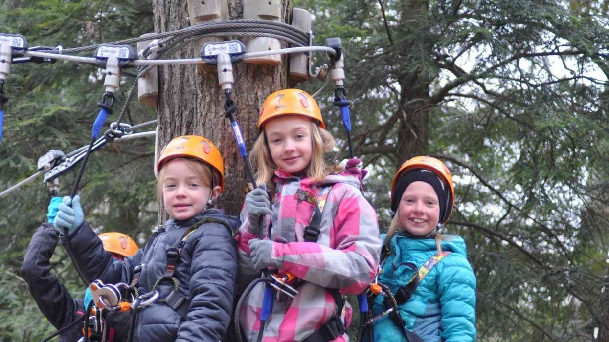 three kids at treetop eco adventure park children's course toronto