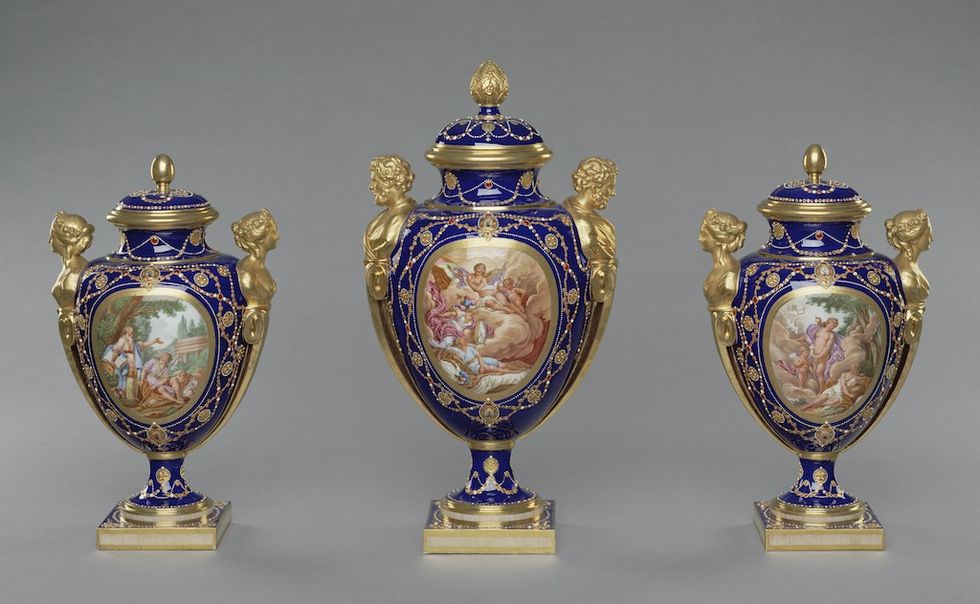 Three Lidded Vases, 1781 Sèvres porcelain manufactorySoft-paste porcelain Getty Museum